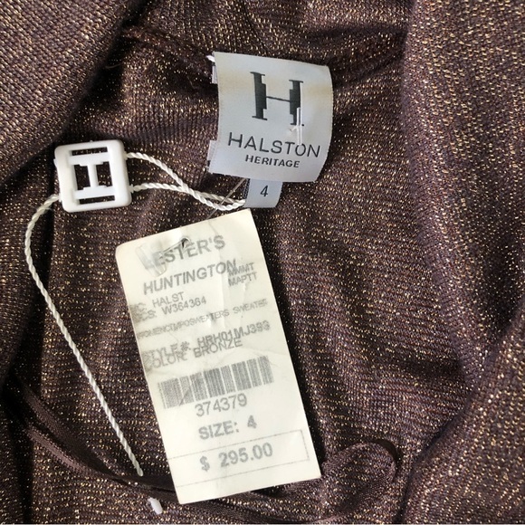 Halston Heritage Metallic Bronze Cowl Neck Dolman Sleeve Tunic Dress SZ S (4) - Picture 3 of 12